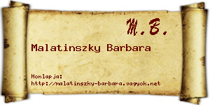 Malatinszky Barbara névjegykártya